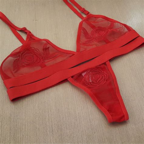 Conjunto Lingerie Transparente Sensual Sem Bojo Shopee Brasil