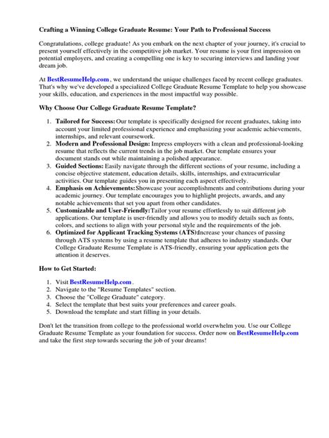 College Graduate Resume Template Pdf Résumé Experience