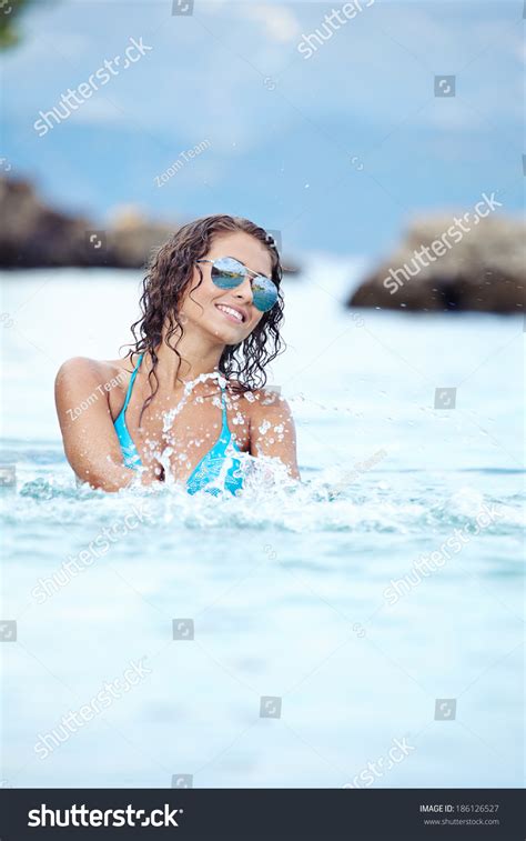Sexy Bikini Model Splashing Water Stock Photo Shutterstock