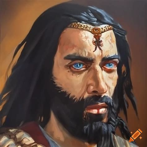 Portrait Of King Omar Iii Of Ardynstan With Piercing Blue Eyes And