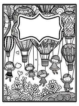 Zentangle Hot Air Balloon Binder Covers And Spines By Swati Sharma
