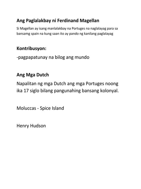 Ang Paglalakbay Ni Ferdinand Magellan Pdf