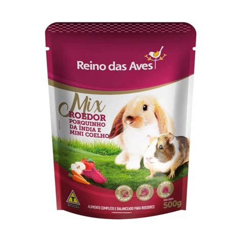 Ração Para Mini Coelho - Ração para Porquinho da Índia & Mini Coelho Reino das Aves 500 g