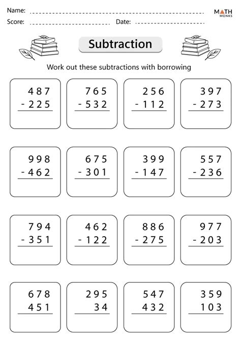 2nd Grade Subtraction Worksheets - Math Monks