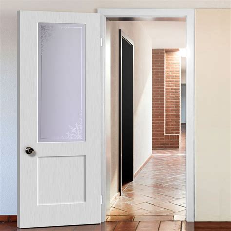 shaker internal pvc door  geneva sandblasted glass