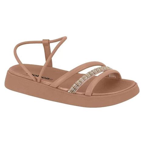 Sand Lia Moleca Casual Strass Brilho Feminina Nude Godiva Cal Ados