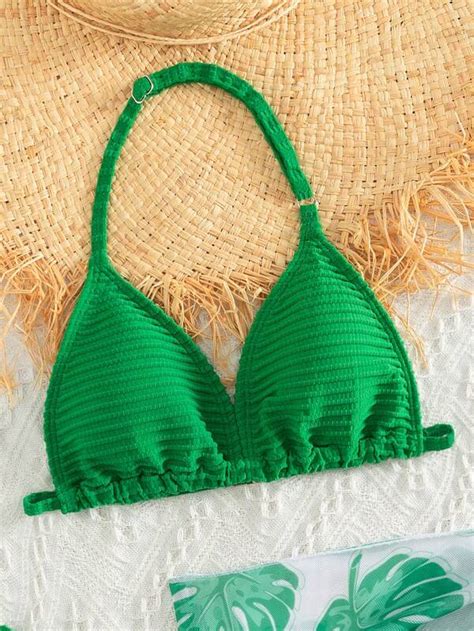 Tween Girl Tropical Print Halter Triangle Bikini Swimsuit With Beach Skirt SHEIN USA