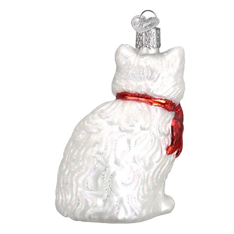 White Princess Kitty Cat Glass Ornament By Old World Christmas