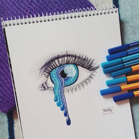 Голубые рисунки для срисовки - 80 фото