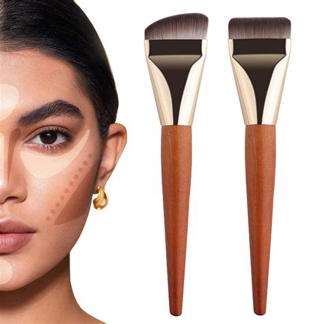Ziynglg Bare Look Wooden Handle Mask Brush Set Achieve Flawless