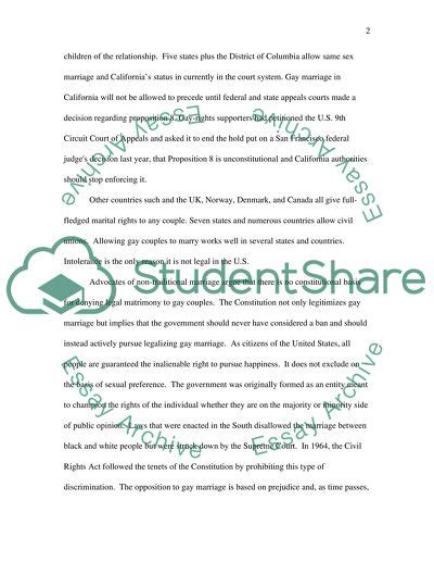 Legalization Of Same Sex Marriage Research Paper