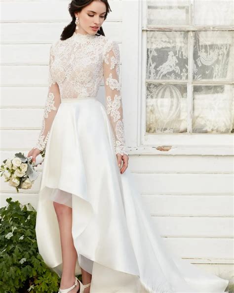 Vestidos De Novia Vintage High Low Wedding Dresses 2016 Sexy High Neck