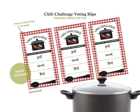 Chili Challenge Voting Slips Chili Cook Off Voting Chili Etsy