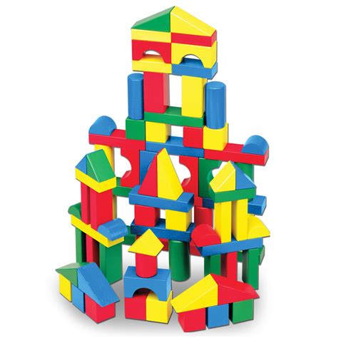 Melissa & Doug Wooden Building Blocks Set - 100 Blocks in 4 Colors and ...