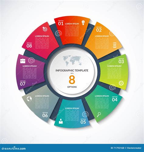 Vector Circle Template For Infographics With 8 Options Steps Parts