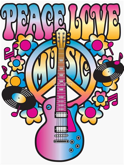 Peace Love And Music Sticker For Sale By Lisann Redbubble