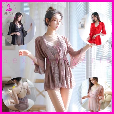 Jual Sexy Lingerie Set Sexy Seksi Wanita Dewasa Bahan Spandex Coat Sling Sl Shopee Indonesia