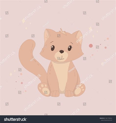 Cute Cartoon Baby Cat Hand Drawn Stock Vector (Royalty Free) 1681750924