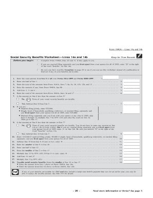 Social Security Benefits Worksheet Pdf