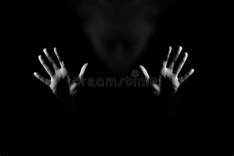 Horror Background Human`s Hands And Face In A Dark Stock Image Image Of Black Halloween