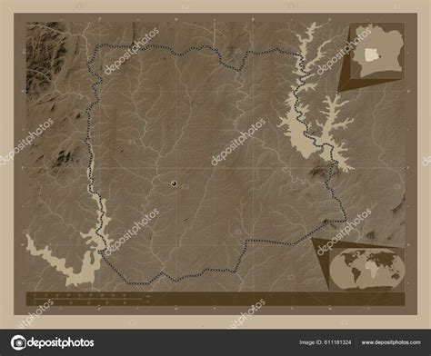 Sassandra Marahoue District Cote D Ivoire Elevation Map Colored Sepia