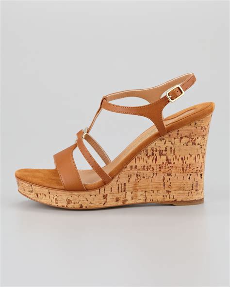 Lyst Ferragamo Savita Cork Wedge Sandal Tan In Brown