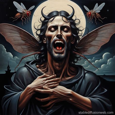 Satan Flying With Dead Jesus Stable Diffusion Online