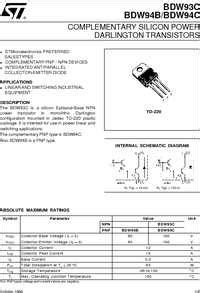BDW93C, Транзистор NPN-Darlington 100В 12А [TO-220.], ST ...