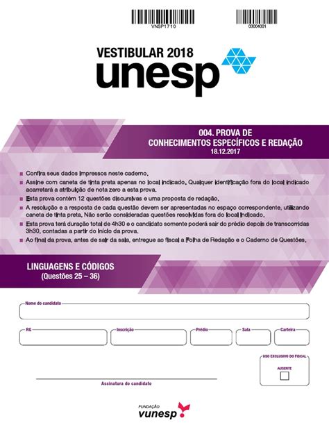 Prova UNESP 2 FASE 2018 | PDF | Eleições | Brasil