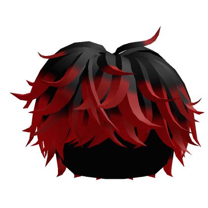 ふわふわの乱雑なクールボーイの髪 黒から赤 Roblox