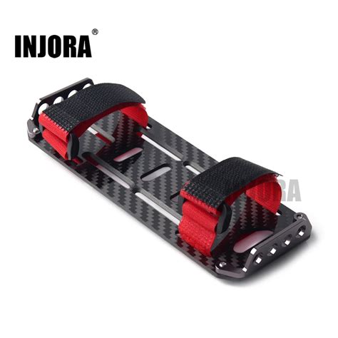 Injora Rc Car Carbon Fiber Battery Mounting Plate With Tie For 110 Rc Crawler Car Axial Scx10