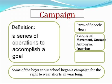 Campaign Definition Parts Of Speech A Series Of