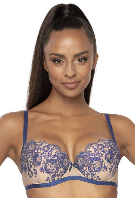 Biustonosz push up beżowo granatowy Frances M 3804 11 75A MAT Lingerie Moda Sklep EMPIK