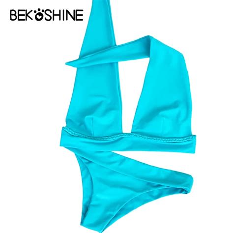 BEKOSHINE Colors Bikini Set Swimwear Summer Swimsuit Bandage Bikinis Push Up Plush Size Bikini
