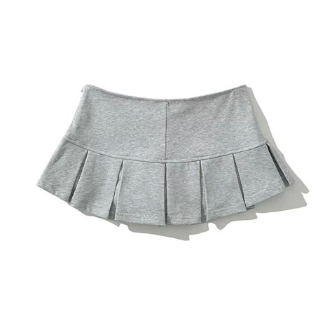 Yanni Yenkye Summer 2024 Y2k Gray Side Zipper Pleated Mini Skrit Women