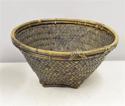 Basket Bowl Woven Rattan Bamboo Basket Ifugao Philippines Handmade