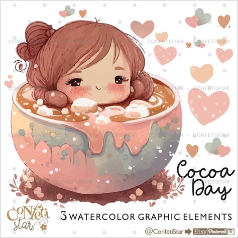 Watercolor Hot Cocoa Clipart Girl Clipart Hot Cocoa Clipart Sweet Cocoa Clipart Hot