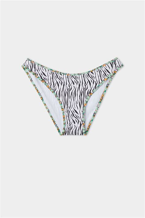 Pretty Flower Zebra High Cut Bikini Bottoms Tezenis
