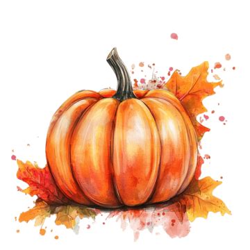 Fall Pumpkin Decoration With Watercolor Background, Pumpkin, Fall ...