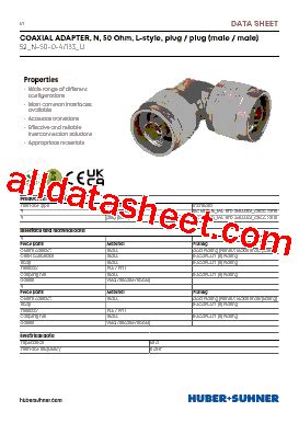 22652975 Datasheet(PDF) - Huber+Suhner, Inc.