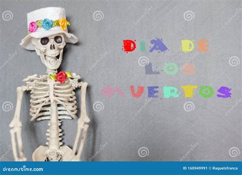 Funny Colorful Skeleton with the Text Dia De Los Muertos Stock Image ...