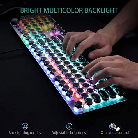 AULA F2088 Typewriter Style Mechanical Gaming Keyboard Blue Switch, Ra ...
