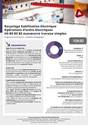 Calam O Fiche Programme Formation Recyclage Habilitation Electrique