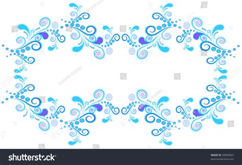 Floral And Spiral Elements Border Frame Vector Illustration Eps10