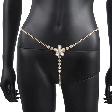 2023 Wholesale Sexy Topaz Underwear Chain Crystal Waist Chain Bikini Body Chain Jewelry For