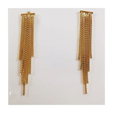 Boucles D Oreilles Cha Ne Pendantes Or Jaune Carats