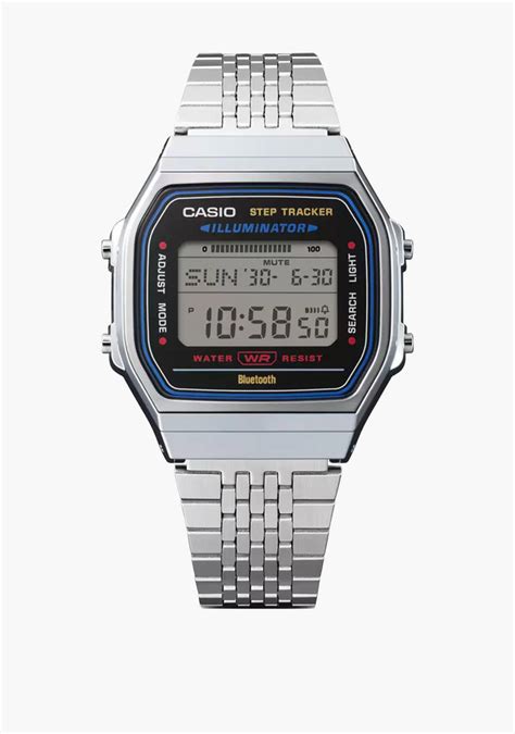 shop casio silver digital stainless steel strap  abl  adf