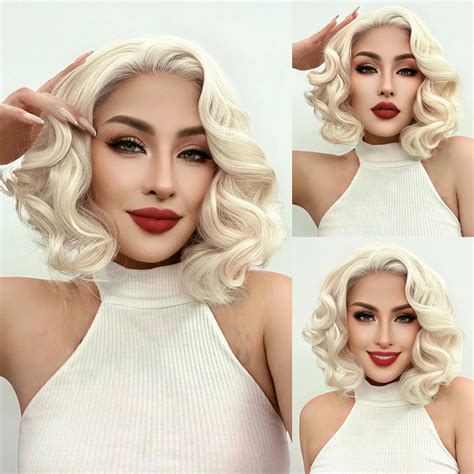 Synthetische 12 Zoll Platin Kurze Blonde 13 3 Spitze Front Per Cke Wei