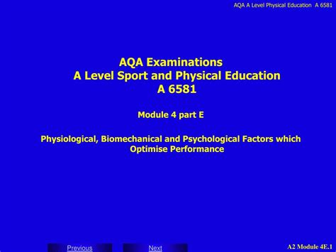 PPT - AQA Examinations A Level Sport and Physical Education A 6581