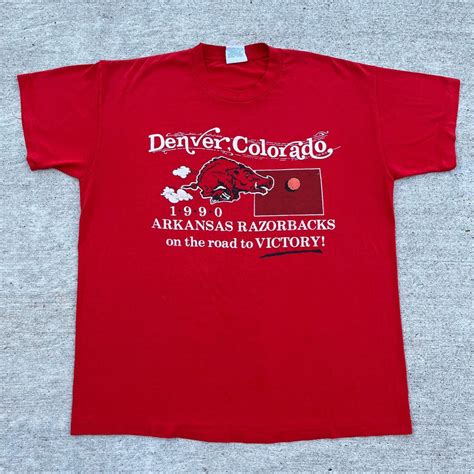 90’ Arkansas Razorbacks Basketball T-Shirt Size:... - Depop